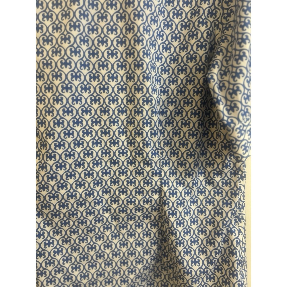 Talbots Women's Size 12 Blue/white Print Buttoned Short Puff Sleeve Fitted Top - Picture 7 of 8